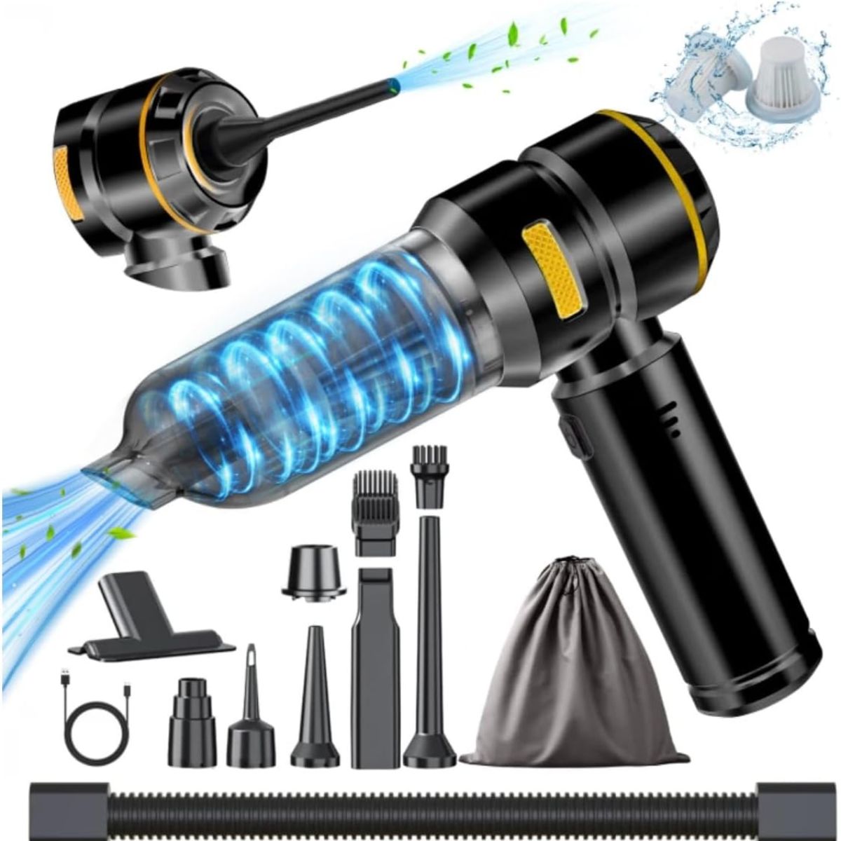 WINWEND Car Vacuum Cleaner High Power - 22000PA Portable Cars Vacuum 4 in 1 Compressed Air Duster & Air Blower & Pump Hand Held Vacuum Cordless with Brushless Motor for Car Home Office Black